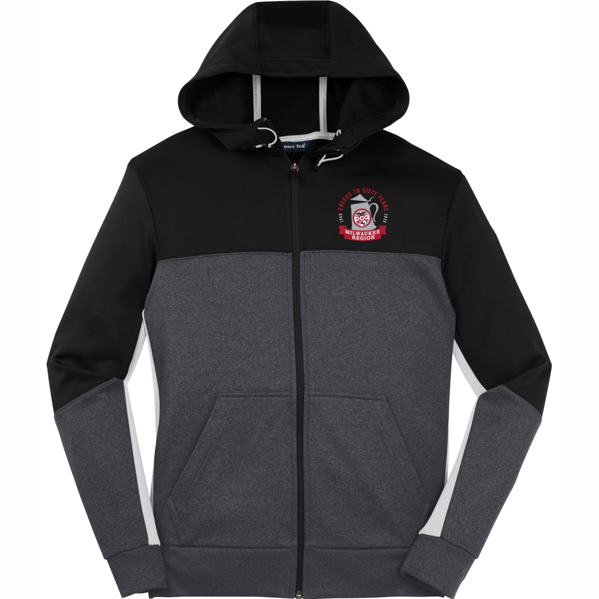 Milwaukee Logo - Sport-Tek Men's Tech Fleece Colorblock Full-Zip Hooded ...